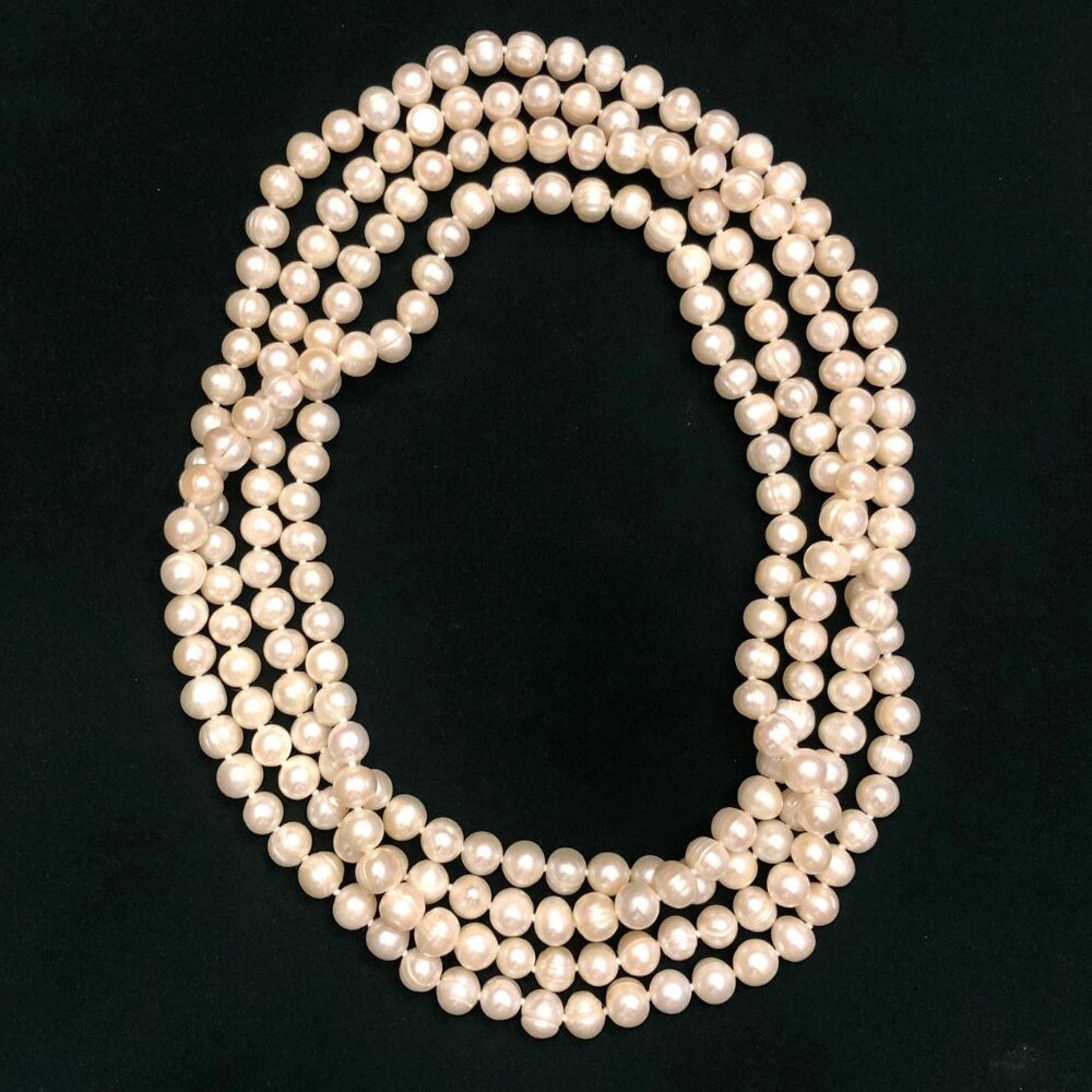 9-10MM White Cultured Freshwater Pearl Endless Strand 80 inch Necklace
